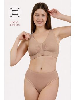 Zelena - Ruched Maternity and Nursing Bra Soft Modal Front-Open Feeding Bra Light Skin