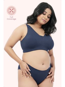 Zelena - Fixed Padded Maternity and Nursing Bra Cotton Ribbed Wirefree Bra Airforce