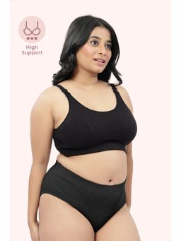 Zelena - Full Coverage Maternity and Nursing Bra Ribbed Feeding Bra Black