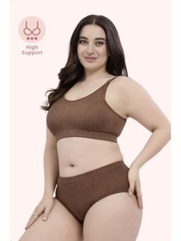 Zelena - Full Coverage Maternity and Nursing Bra Ribbed Feeding Bra Mocha