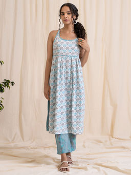 Akiso - Blue Grey Spaghetti Kurta