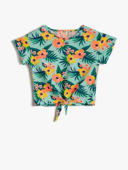 Koton - Girls Mint Patterned T-shirt
