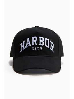 H&M - Men Black Motif-Detail Cotton Twill Cap