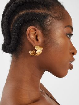 Accessorize London - Women Gold Statement Flower Half Hoop Earrings