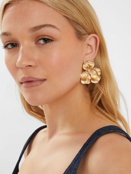 Accessorize London - Women Gold Flower Stone Stud Earrings