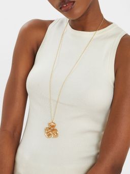 Accessorize London - Women Brushed Flower Stone Studded Long Necklace
