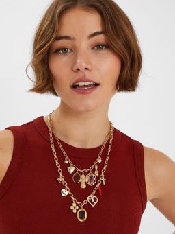 Accessorize London - Women Red Baroque Charm Layered Necklace