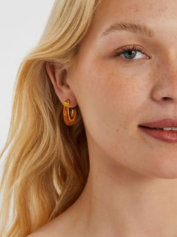 Accessorize London - Women Orange Tort Resin Hoop Earrings
