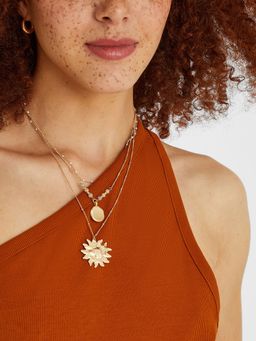 Accessorize London - Women Gold Sun Pendant Layered Necklace