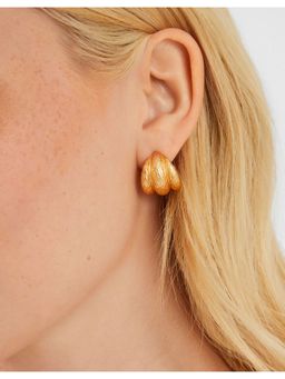 Accessorize London - Women Gold Mini Textured Rib Hoop Earrings