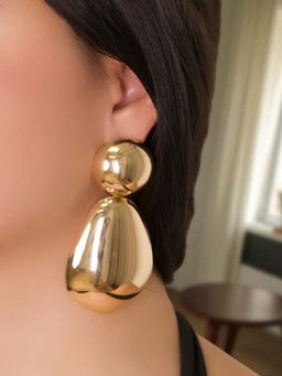OOMPH - Women Gold Extra Large Drop Earrings