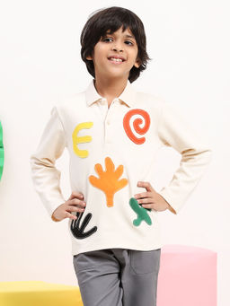 Spunkies - Boys Long-Sleeve Self Design Polo T-Shirt