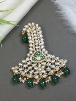 I Jewels - Gold Plated Kundan Safa Kalangi Brooch For Groom Green
