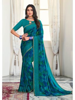 Laxmipati Sarees - Blue Colour Georgette Saree with Unstitched Blouse