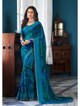 Laxmipati Sarees - Blue Colour Georgette Saree with Unstitched Blouse