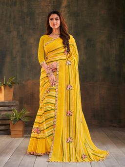Laxmipati Sarees - Multicolour Colour Sparkle Chiffon Saree with Unstitched Blouse