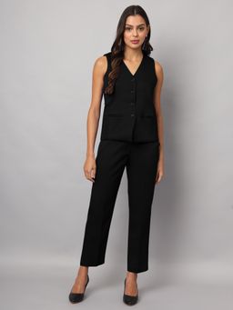 BRINNS - Black Plus Size Women Waistcoat and Trouser Formal Suit (Set of 2)