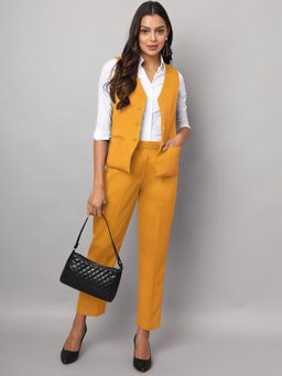 BRINNS - Mustard Plus Size Women Waistcoat and Trouser Formal Suit (Set of 2)