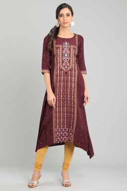 Aurelia - Maroon Round Neck Kurta