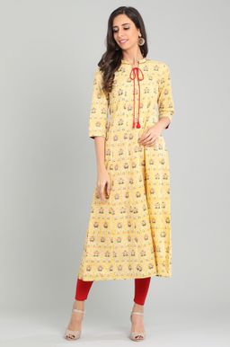 Aurelia - Yellow Round Neck Kurta