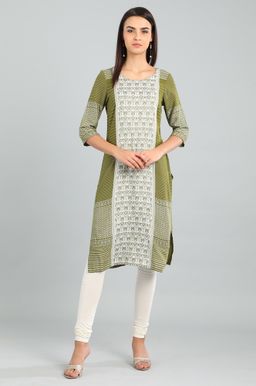 Aurelia - Olive Round Neck Kurta
