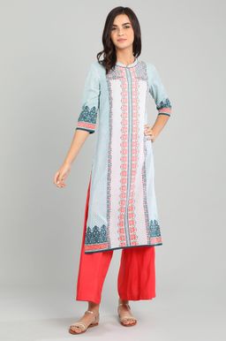 Aurelia - Blue Mandarin Collar Kurta