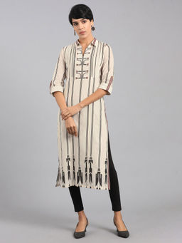 W - Off White Shirt Collar Kurta