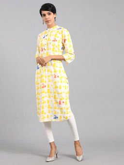 W - White Round Neck Kurta
