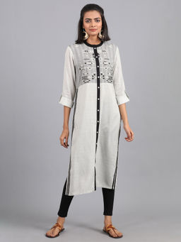 W - White Viscose Kurta