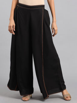 W - Black Asymmetric Flared Pants