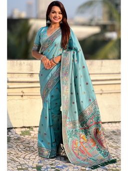 SGF11 - Light Blue Kanjivaram Saree with Unstitched Blouse