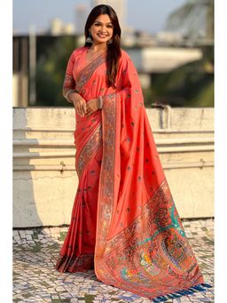SGF11 - Peach Kanjivaram Saree with Unstitched Blouse
