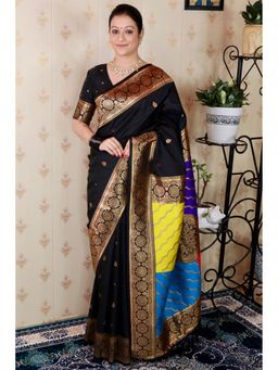 SGF11 - Black Kanjivaram Saree with Unstitched Blouse