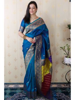 SGF11 - Blue Kanjivaram Saree with Unstitched Blouse