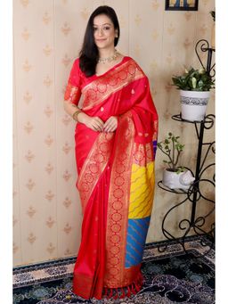 SGF11 - Red Kanjivaram Saree with Unstitched Blouse