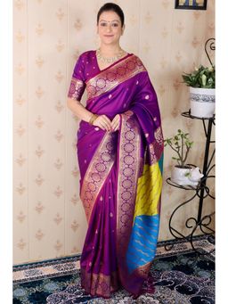 SGF11 - Purple Kanjivaram Saree with Unstitched Blouse