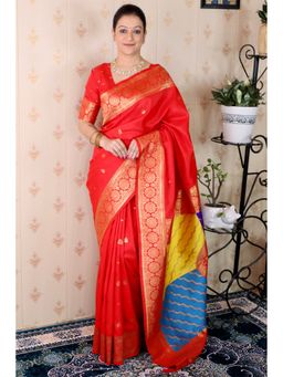 SGF11 - Red Kanjivaram Saree with Unstitched Blouse
