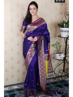 SGF11 - Violet Kanjivaram Saree with Unstitched Blouse