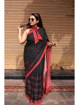 Moora - Black Disco Diva Printed Saree with Unstitched Blouse