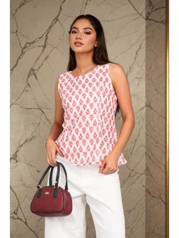 ZNKL - Motif Sleeveless Regular Fit Crochet White Top