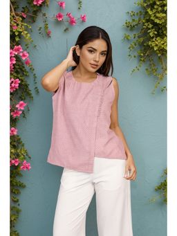 ZNKL - Floral Pattern Sleeveless Pink Top