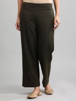 Aurelia - Olive Yarn-Dyed Winter Palazzos