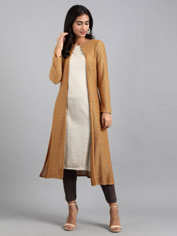 W - Gold Round Neck Winter Kurta With Gilet