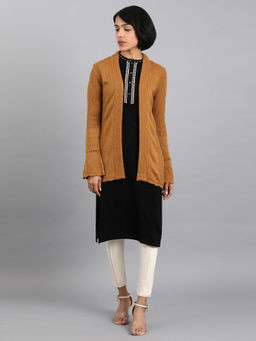 W - Brown Open Front Cardigan