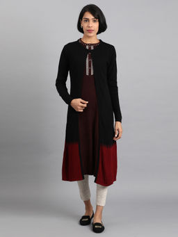 W - Black Ribbed Cardigan