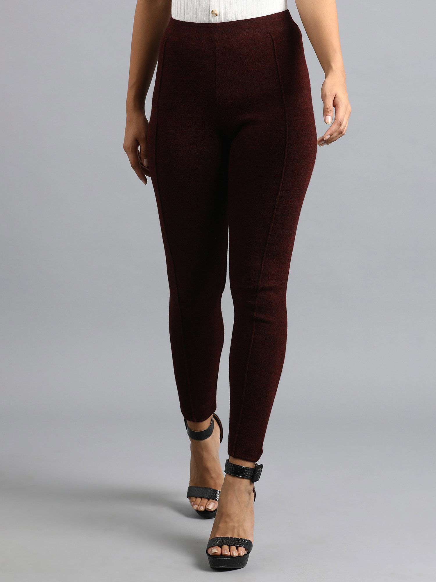 Buy W Wine Woollen Leggings Online 