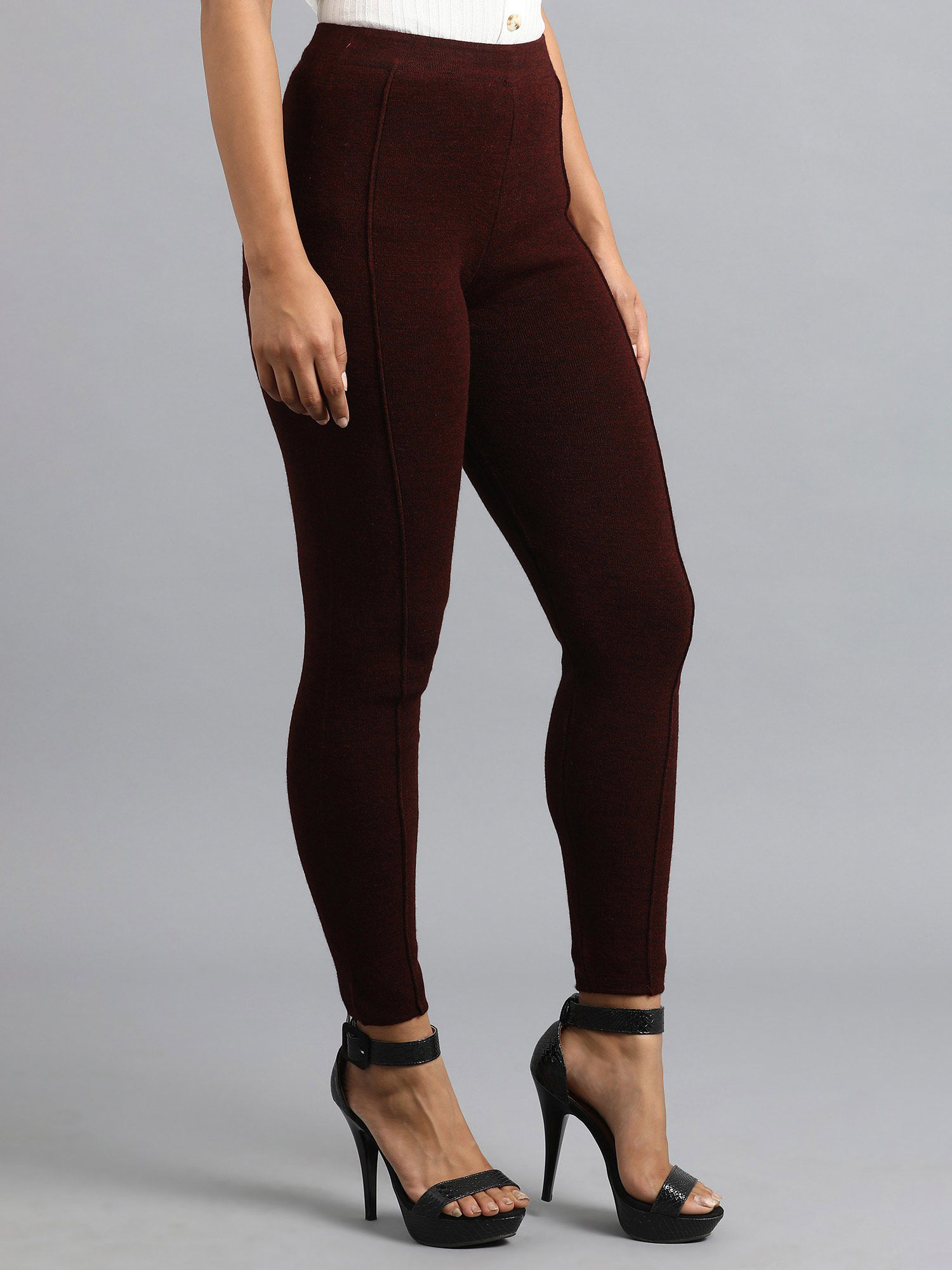 Buy W Wine Woollen Leggings Online 