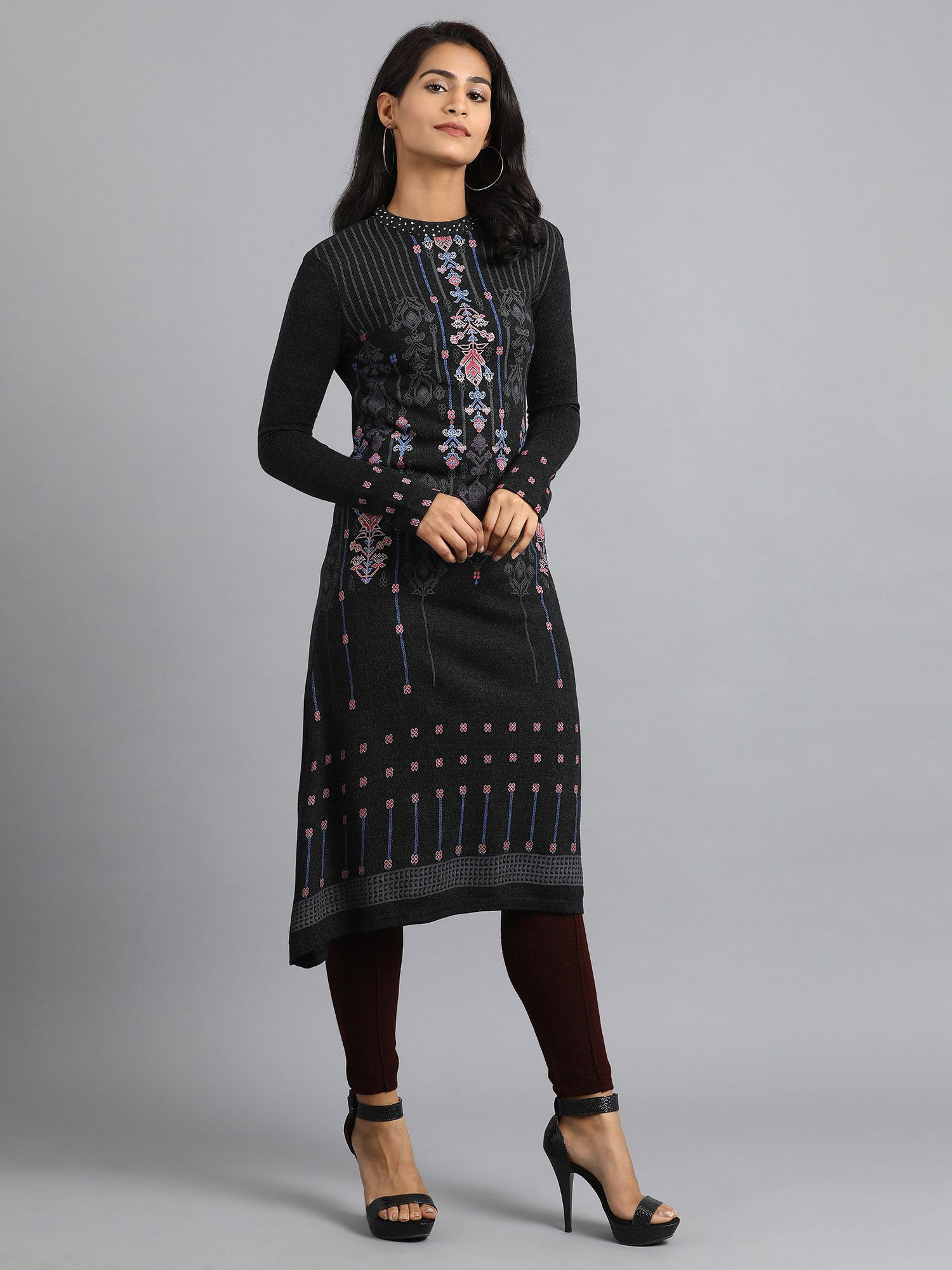 Buy W Wine Woollen Leggings Online 