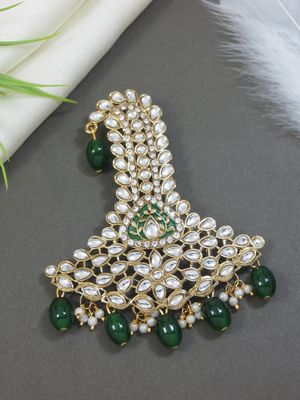 Gold Plated Traditional Kundan Safa Kalangi Brooch for Groom/Men/Dulha Pagadi