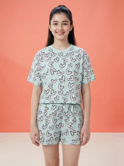 Lil Tomatoes - Green Printed T-Shirt and Shorts